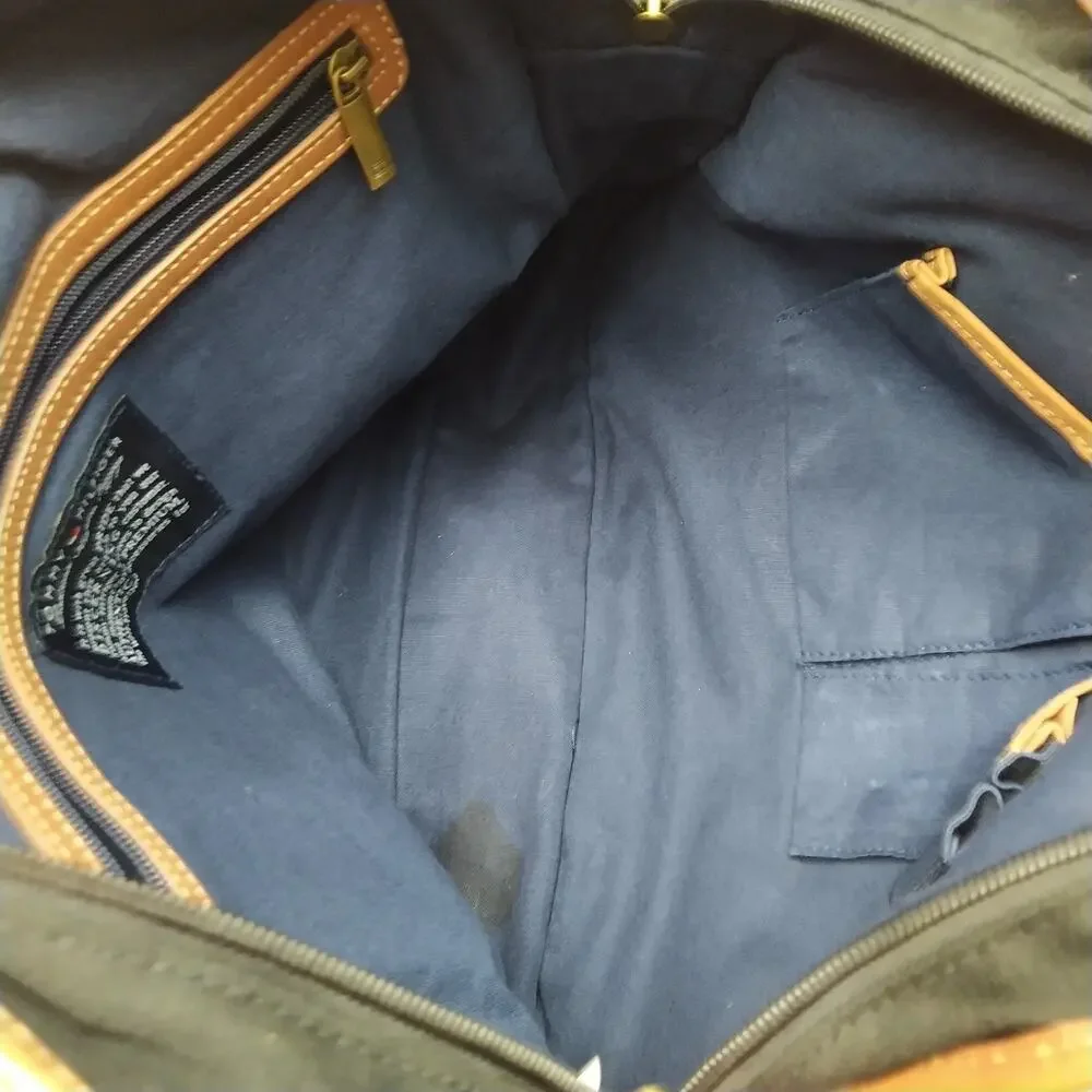 Tommy Hilfiger Dark Blue Canvas Double Handles Zipper Messenger Laptop Bag